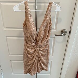 Elegant Sequin Mini Dress - Gold